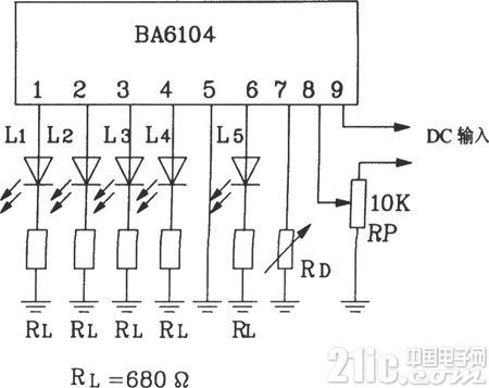 LED電平表驅(qū)動集成電路圖