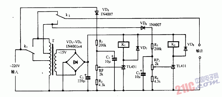巧用TL431作交流穩(wěn)壓器電路圖