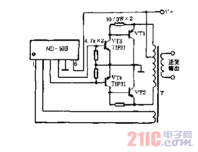 輸出管用大功率三極管（達(dá)林頓管）的電路圖.gif