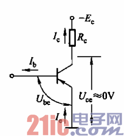 表01-三極管3種工作狀態(tài)-PNP型-飽和狀態(tài).gif