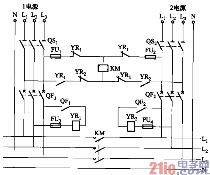 131.雙路電源用接觸器互投電路之一.gif