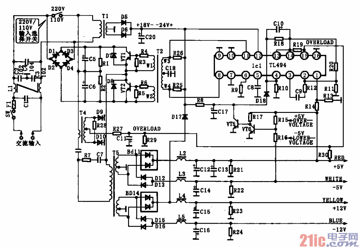 33.由TL494集成電路構(gòu)成的開(kāi)關(guān)電源電路.gif