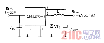 LM2575-5.0降壓型開(kāi)關(guān)穩(wěn)壓器基本應(yīng)用電路圖.gif
