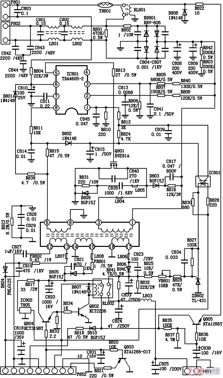金星C7458彩電電源電路圖