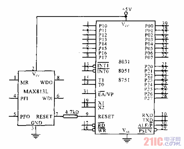 MAX813L與MCS-51單片機(jī)復(fù)位實(shí)用電路.gif