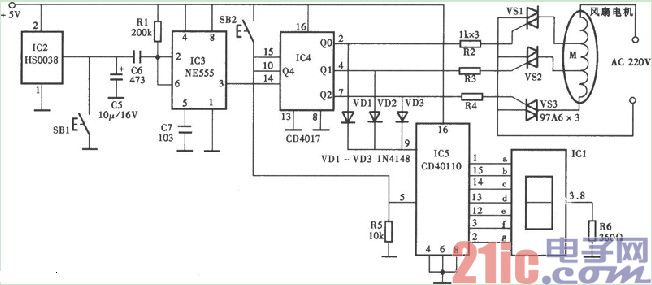 家用的數(shù)顯紅外遙控電風扇電路圖.jpg