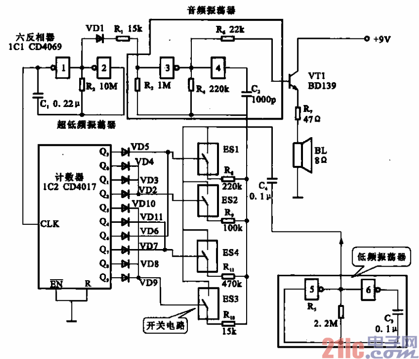 55.鳥(niǎo)叫聲模擬信號(hào)發(fā)生器電路.gif