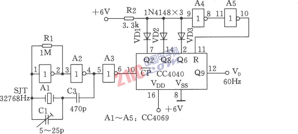 數(shù)字鐘時(shí)基振蕩源電路圖