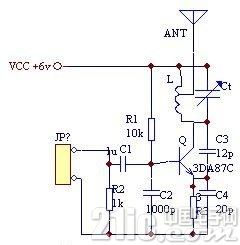 自制C3355三極管1km調頻發(fā)射電路圖