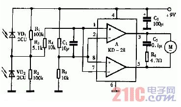 KD-28做光控玩具車正反轉(zhuǎn)電路.jpg