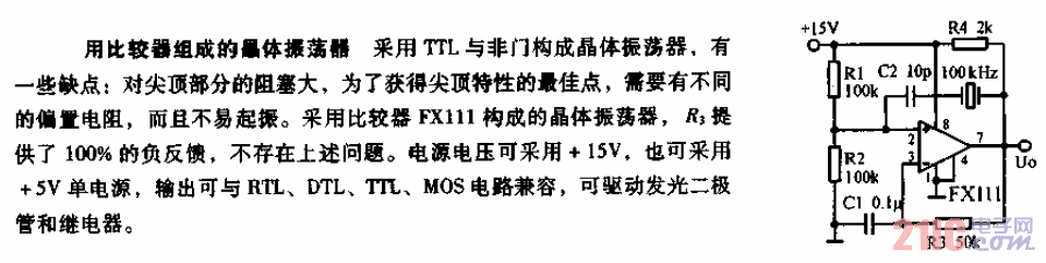 用比較器組成的晶體振蕩器電路圖.gif
