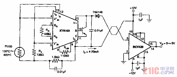RTD裝有±12V電源的發(fā)送／接收電路.gif