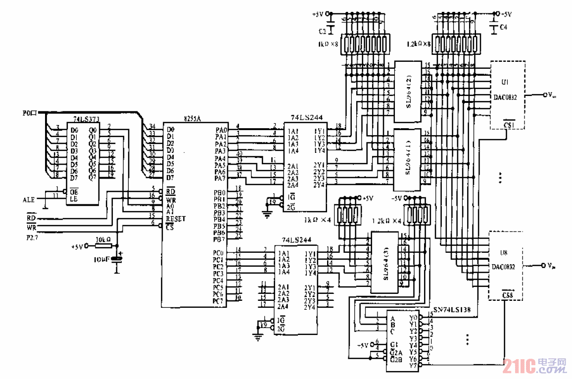 多路DA與單片機(jī)光電接口電路.gif