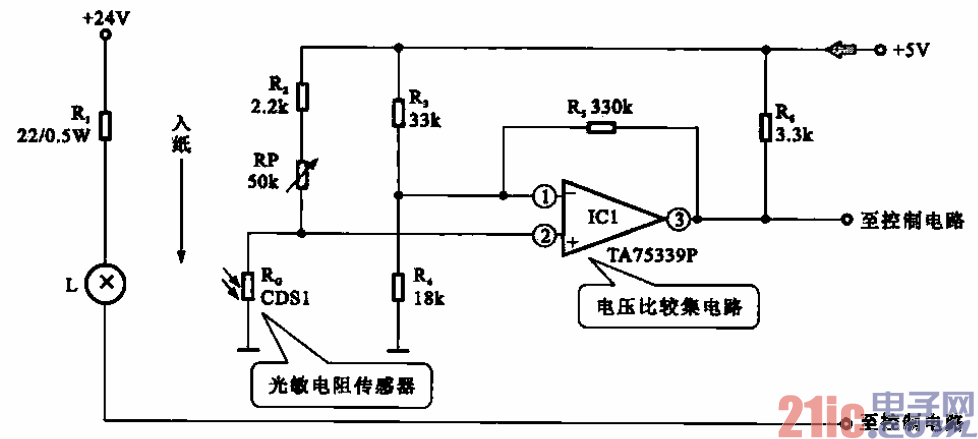 62.由光敏電阻傳感器構(gòu)成的復(fù)印機紙尾檢測電路.gif
