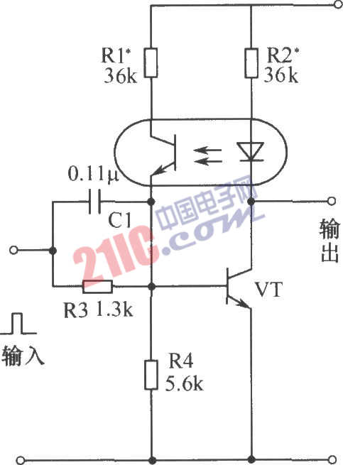光電耦合器和晶體管組成的雙穩(wěn)態(tài)電路圖