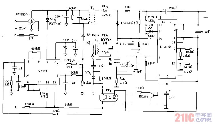 由開關(guān)電源供電的充電器電路圖.gif