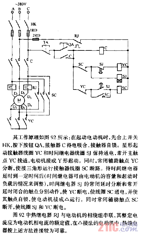 鼠籠式電動(dòng)機(jī)Y-△接換起動(dòng)控制線路.gif