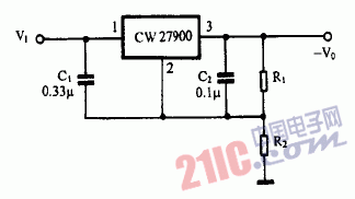 巧用CW7900作高輸出負(fù)電壓穩(wěn)壓電源電路圖