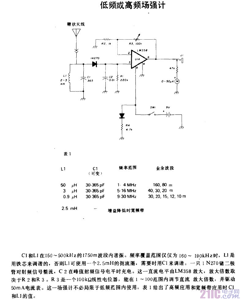 低頻或高頻場強(qiáng)計(jì)電路圖.gif