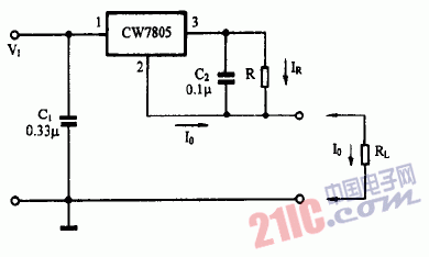 巧用CW7805作恒流源電路圖