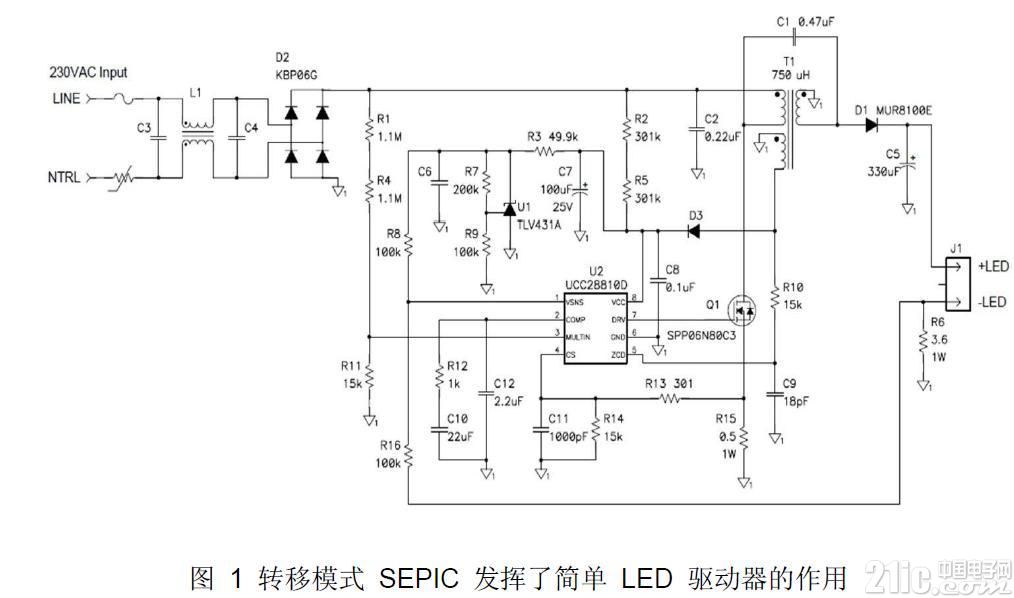 高效驅(qū)動(dòng)LED離線式照明電路設(shè)計(jì)電路圖
