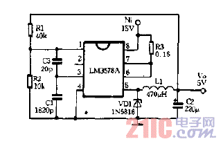 LM3578A用作降壓的穩(wěn)壓器電路圖.gif