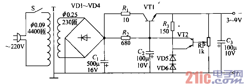 30.3至9V可調(diào)100mA穩(wěn)壓電源電路.gif