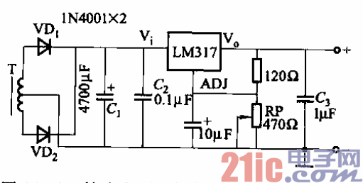 56.輸出電壓可調(diào)的穩(wěn)壓電源電路之一.gif