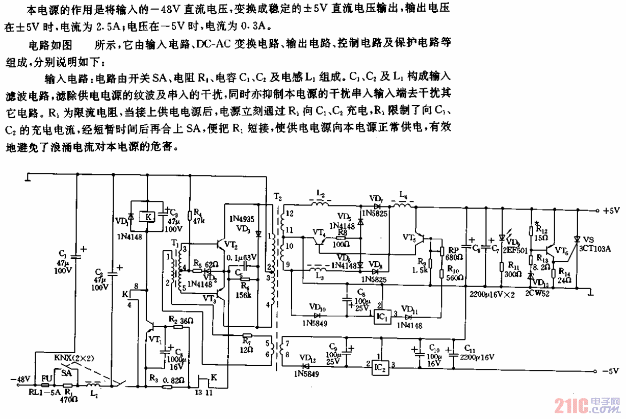 +5V2.5A、-5V0.3A穩(wěn)壓電源電路.gif