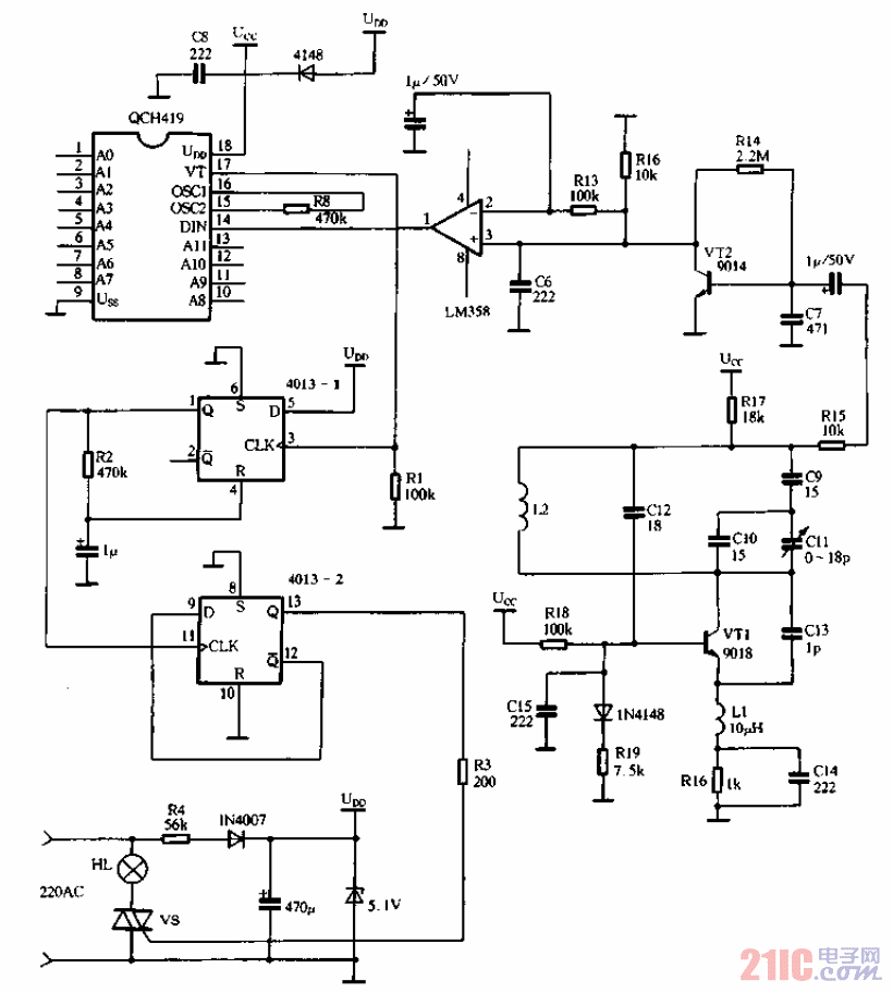 遙控接收器照明電路.gif