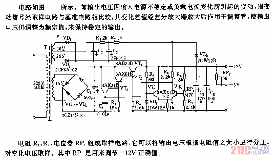 -12V、0.4A穩(wěn)壓電源電路.gif
