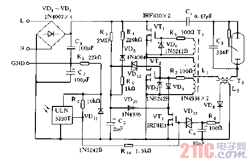 自動(dòng)開，關(guān)的電子鎮(zhèn)流器電路圖a.gif