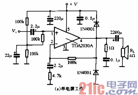 62.TDA2030A的應(yīng)用電路-單電源工作.gif