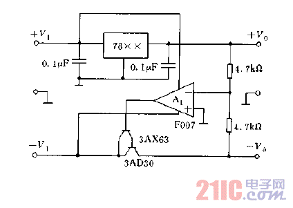 負(fù)壓跟蹤正壓的穩(wěn)壓電源電路圖.gif