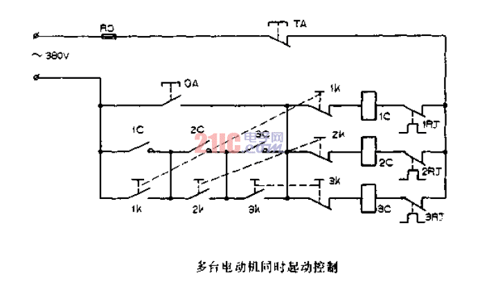 多臺電動機同時起動控制電路圖.gif