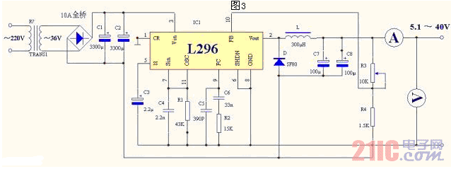 L296構(gòu)成的直流可調(diào)穩(wěn)壓電源電路圖1.gif