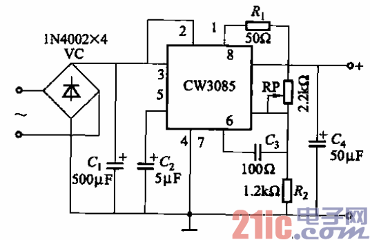 64.CW3805型可調輸出穩(wěn)壓電源電路.gif
