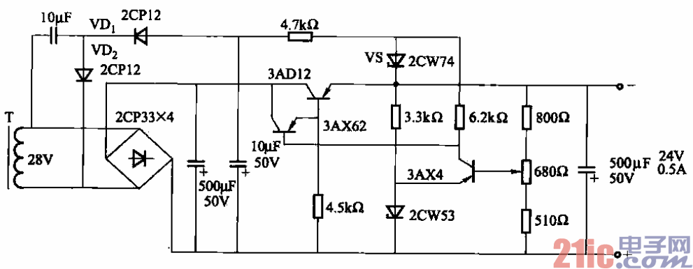 28.24V、500mA穩(wěn)壓電源電路.gif