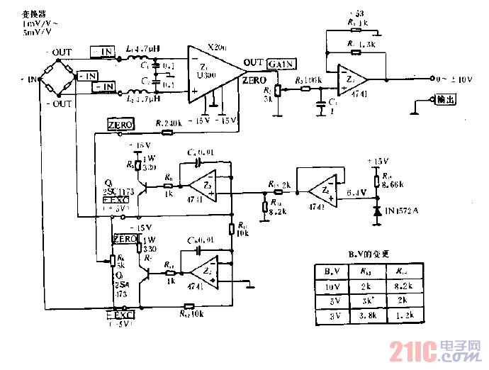 直流前置放大器的應(yīng)變計放大電路圖.gif