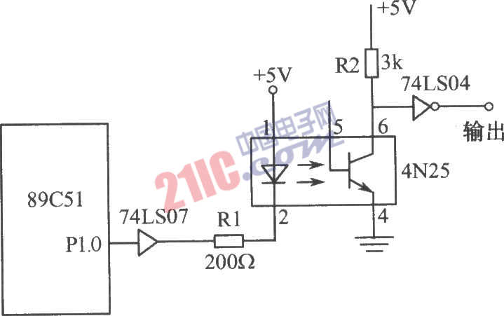 光電耦合器組成的接口電路圖