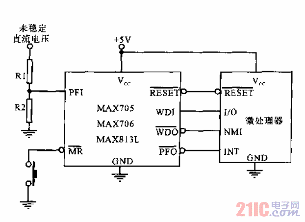 MAX705、706、813L構(gòu)成單片機(jī)監(jiān)控電路.gif