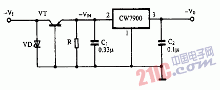 巧用CW7900作高輸入負電壓穩(wěn)壓電源電路圖