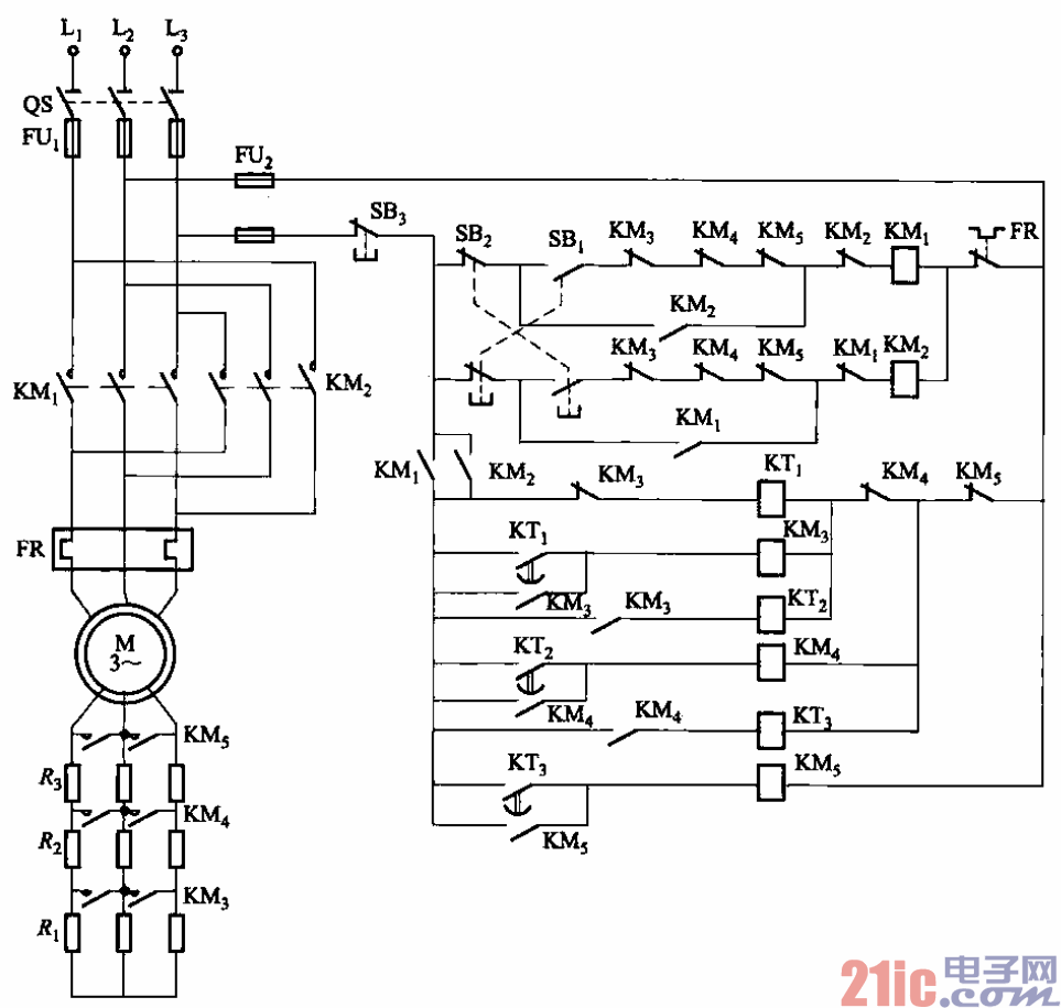 162.時(shí)間繼電器控制正反轉(zhuǎn)啟動(dòng)電路.gif