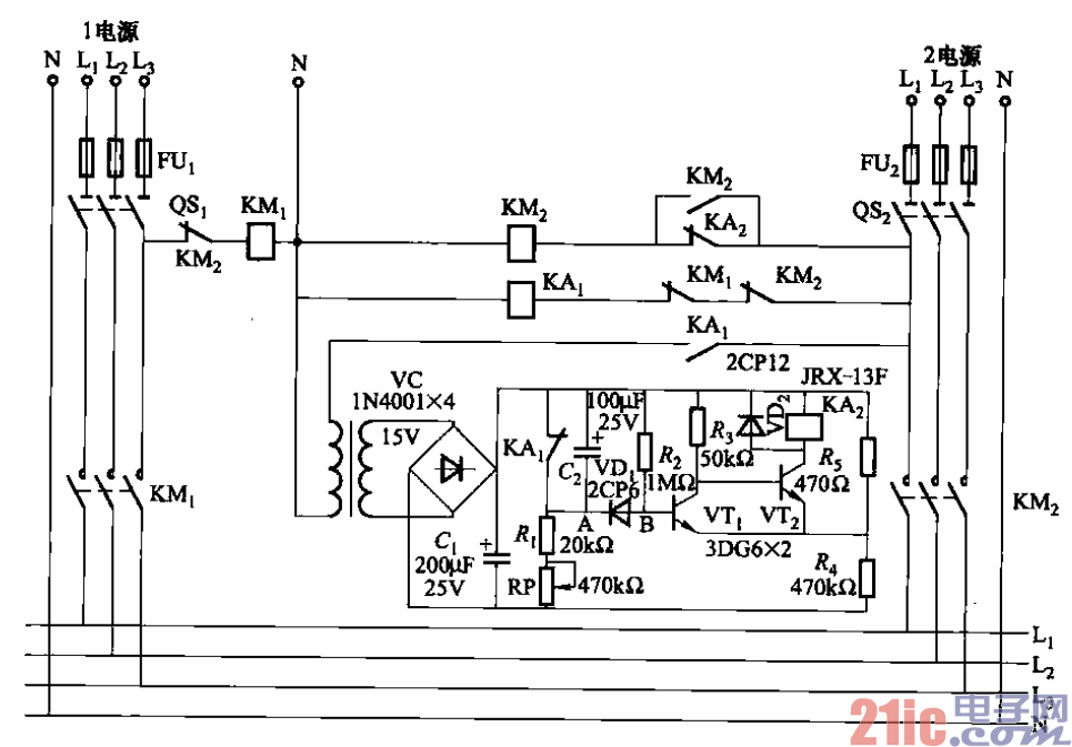 128.雙路電源用接觸器自投電路之二.gif