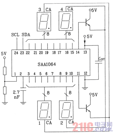 SAA1064串行I2C總線LED動(dòng)態(tài)驅(qū)動(dòng)接口電路圖.gif
