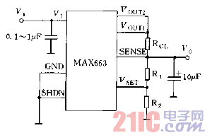 MAX663系列輸出電壓的設(shè)定方法電路PMOS直接輸出時有過流保護電路圖.gif