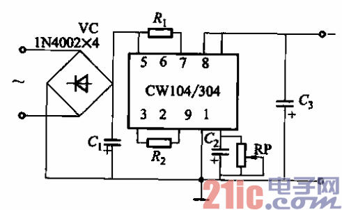 65.CW104-204-304型可調(diào)負(fù)輸出穩(wěn)壓電源電路.gif