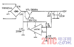 UA741組成的開關(guān)穩(wěn)壓電源電路圖.gif