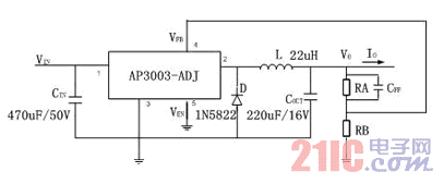 AP3003構(gòu)成的降壓電路圖.gif