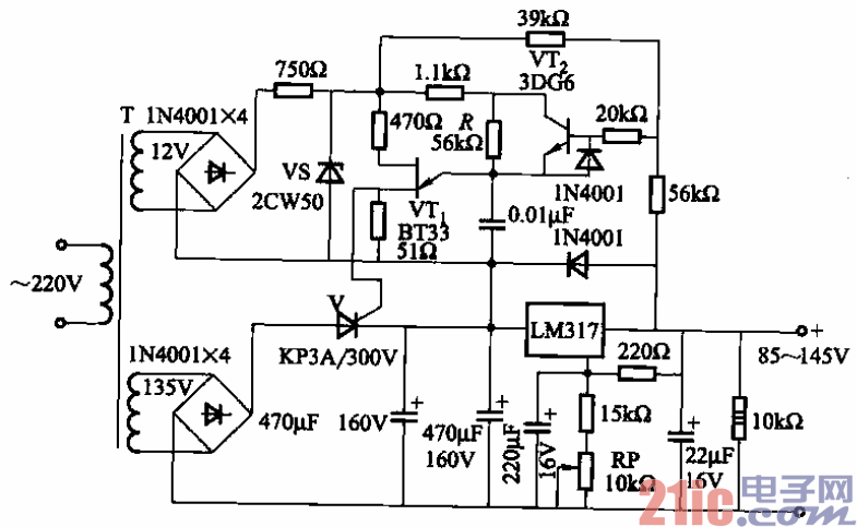 73.輸出85至145V可調(diào)穩(wěn)壓電源電路.gif